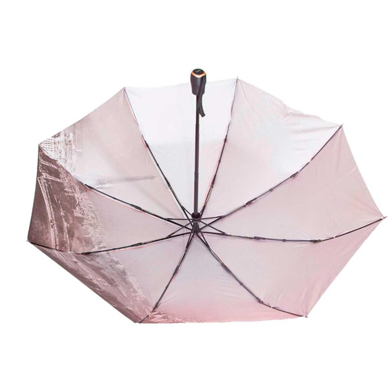 Женский зонт двухсторонний кораллового цвета проявляющий