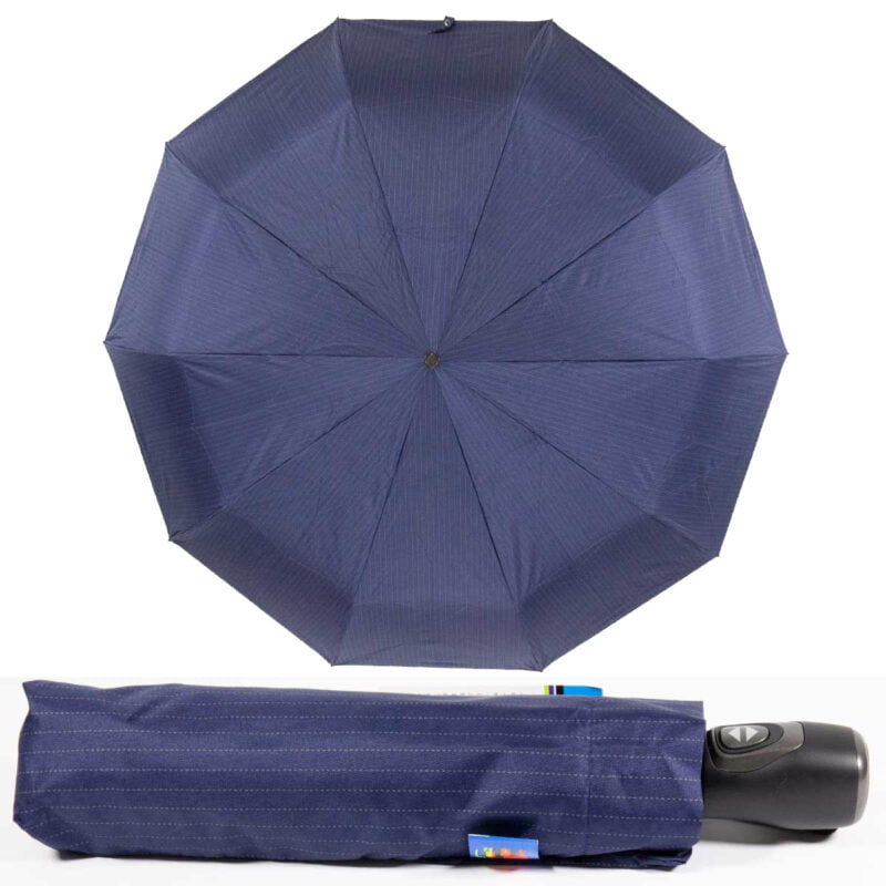 Темно-синий зонт полный автомат в мелкую полоску-Lucky Elephants
